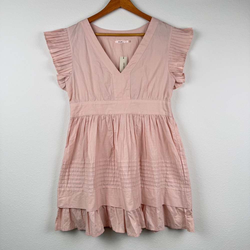 Mi Ami 100% Cotton Ruffle‎ Sweet Mini Dress Size L Pink Coquette  Romantic